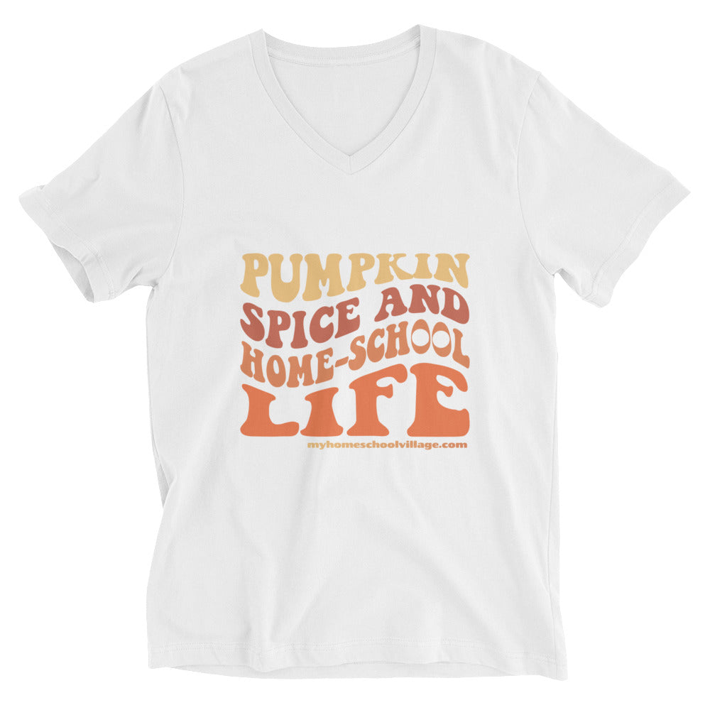 Pumpkin Spice Homeschool Short Sleeve V-Neck T-Shirt