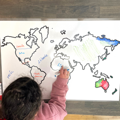 24"x18" Dry Erase Maps – World & USA States Map Set for Homeschooling